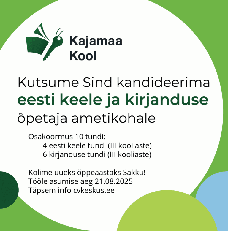 eesti keele ja kirjanduse õpetaja töökuulutuse pilt